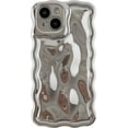 thumbnail image 1 of Water Ripple Meteorite Bubble Pattern Wavy Frame Chrome Plating Electroplated Compatible with iPhone Case (Gold,iPhone 15), 1 of 5