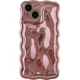 thumbnail image 1 of Water Ripple Meteorite Bubble Pattern Wavy Frame Chrome Plating Electroplated Compatible with iPhone Case (Gold,iPhone 15), 1 of 5