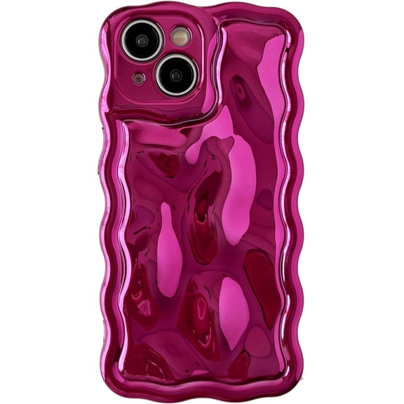 Water Ripple Meteorite Bubble Pattern Wavy Frame Chrome Plating Electroplated Compatible with iPhone Case (Gold,iPhone 15)