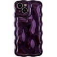 thumbnail image 1 of Water Ripple Meteorite Bubble Pattern Wavy Frame Chrome Plating Electroplated Compatible with iPhone Case (Purple,iPhone 14), 1 of 7