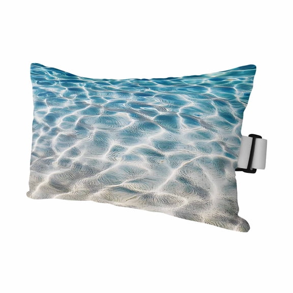 Water Ripple Outdoor Chaise Lounge Pillows Summer Ocean Beach Sand Seabed Lumbar Pillows with Insert Adjustable Elastic Strap Headrest Pillow for Recliner Patio Chair 1 Pack 11x16 Inch