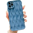thumbnail image 1 of Water Ripple Pattern Case for iPhone 11 Pro Max Soft TPU Shockproof Camera Protective Back Cover for Women Girl Curly Wave Frame Phone Case for iPhone 11 Pro Max 6.5 Inch Blue, 1 of 12