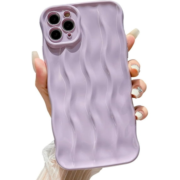 Water Ripple Pattern Case for iPhone 11 Pro Max Soft TPU Shockproof Camera Protective Back Cover for Women Girl Curly Wave Frame Phone Case for iPhone 11 Pro Max 6.5 Inch Light Purple
