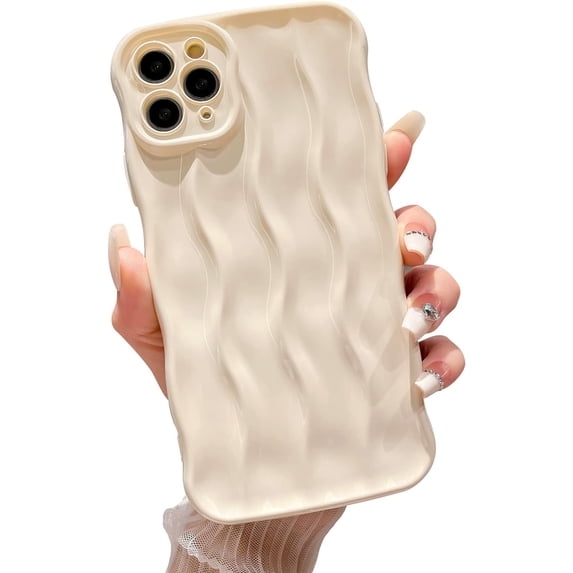 Water Ripple Pattern Case for iPhone 11 Pro Max Soft TPU Shockproof Camera Protective Back Cover for Women Girl Curly Wave Frame Phone Case for iPhone 11 Pro Max 6.5 Inch Silver