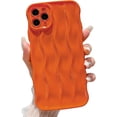 thumbnail image 1 of Water Ripple Pattern Case for iPhone 11 Pro Max Soft TPU Shockproof Camera Protective Back Cover for Women Girl Curly Wave Frame Phone Case for iPhone 11 Pro Max 6.5 Inch Orange, 1 of 12