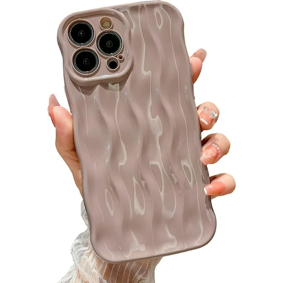 Water Ripple Pattern Case for iPhone 12 Pro Soft TPU Shockproof Camera Protective Back Cover for Women Girl Curly Wave Frame Phone Case for iPhone 12 Pro 6.1 Inch Pink