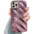 thumbnail image 1 of Water Ripple Pattern Case for iPhone 13 Pro Max Cute Curly Wave Shape Design Sparkly Luxury Phone Case for Women Girls Soft Silicone Shockproof TPU Protective Cover Case, 6.7 inch, Rose Gold, 1 of 7