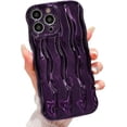thumbnail image 1 of Water Ripple Pattern Case for iPhone 13 Pro Max Soft TPU Shockproof Camera Protective Back Cover for Women Girl Curly Wave Frame Phone Case for iPhone 13 Pro Max 6.7 Inch Dark Purple, 1 of 13