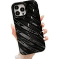 thumbnail image 1 of Water Ripple Pattern Case for iPhone 13 Pro Max Soft TPU Shockproof Camera Protective Cute Phone Case for Women Girl for iPhone 13 Pro Max 6.7 Inch Black, 1 of 12