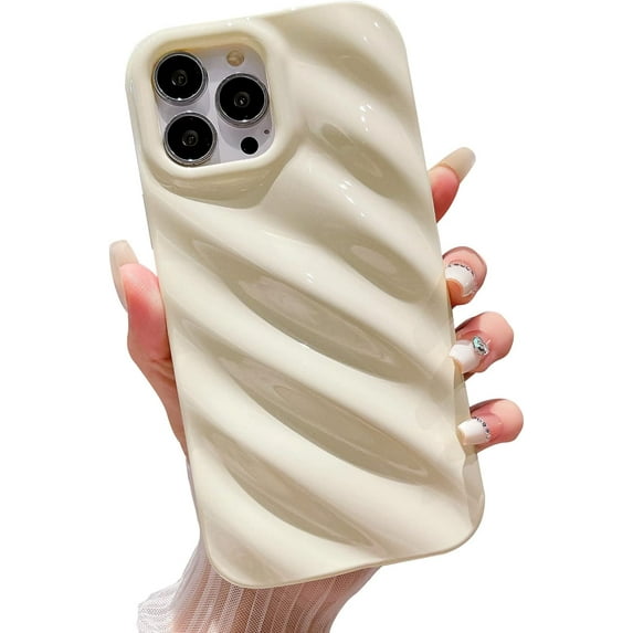 Water Ripple Pattern Case for iPhone 13 Pro Max Soft TPU Shockproof Camera Protective Cute Phone Case for Women Girl for iPhone 13 Pro Max 6.7 Inch White