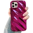 thumbnail image 1 of Water Ripple Pattern Case for iPhone 14 Pro Max Cute Curly Wave Shape Design Sparkly Luxury Phone Case for Women Girls Soft Silicone Shockproof TPU Protective Cover Case, 6.7 inch, Rose Red, 1 of 8