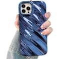 thumbnail image 1 of Water Ripple Pattern Case for iPhone 14 Pro Max Cute Curly Wave Shape Design Sparkly Luxury Phone Case for Women Girls Soft Silicone Shockproof TPU Protective Cover Case, 6.7 inch, Blue, 1 of 8