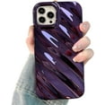 thumbnail image 1 of Water Ripple Pattern Case for iPhone 14 Pro Max Cute Curly Wave Shape Design Sparkly Luxury Phone Case for Women Girls Soft Silicone Shockproof TPU Protective Cover Case, 6.7 inch, Purple, 1 of 8