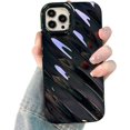 thumbnail image 1 of Water Ripple Pattern Case for iPhone 14 Pro Max Cute Curly Wave Shape Design Sparkly Luxury Phone Case for Women Girls Soft Silicone Shockproof TPU Protective Cover Case, 6.7 inch, Black, 1 of 7