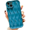 thumbnail image 1 of Water Ripple Pattern Case for iPhone 14 Soft TPU Shockproof Camera Protective Back Cover for Women Girl Curly Wave Frame Phone Case for iPhone 14 6.1 Inch Blue, 1 of 12