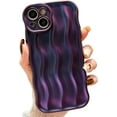 thumbnail image 1 of Water Ripple Pattern Case for iPhone 14 Soft TPU Shockproof Camera Protective Back Cover for Women Girl Curly Wave Frame Phone Case for iPhone 14 6.1 Inch Purple, 1 of 12