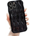 thumbnail image 1 of Water Ripple Pattern Case for iPhone 15 Pro Max Soft TPU Shockproof Camera Protective Back Cover for Women Girl Curly Wave Frame Phone Case for iPhone 15 Pro Max 6.7 Inch Black, 1 of 13