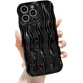 thumbnail image 1 of Water Ripple Pattern Case for iPhone 15 Pro Soft TPU Shockproof Camera Protective Back Cover for Women Girl Curly Wave Frame Phone Case for iPhone 15 Pro 6.1 Inch Black, 1 of 14