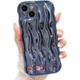 thumbnail image 1 of Water Ripple Pattern Case for iPhone 15 Soft TPU Shockproof Camera Protective Back Cover for Women Girl Curly Wave Frame Phone Case for iPhone 15 6.1 Inch Light Blue, 1 of 14