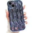 thumbnail image 1 of Water Ripple Pattern Case for iPhone 15 Soft TPU Shockproof Camera Protective Back Cover for Women Girl Curly Wave Frame Phone Case for iPhone 15 6.1 Inch Dark Purple, 1 of 13
