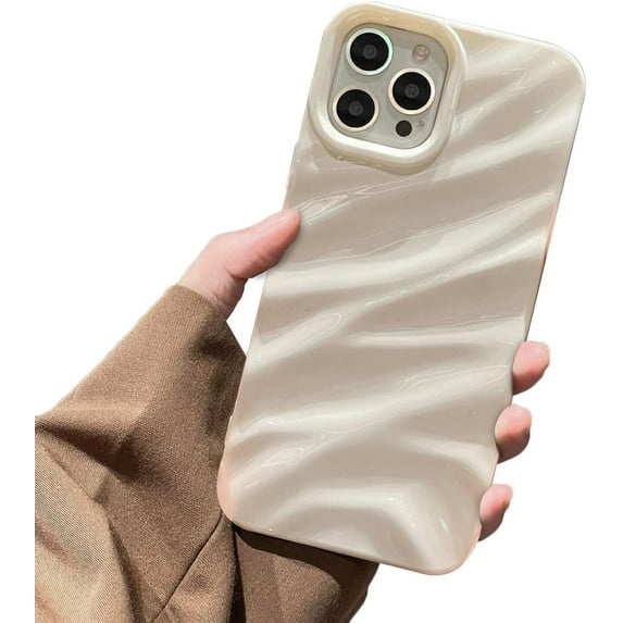 Water Ripple Pattern Compatible for iPhone 12 Pro Max Phone Case,Cute Luxury Wave Shape Case for Women & Men, Soft TPU Shockproof Protective Cover for iPhone 12 Pro Max-White