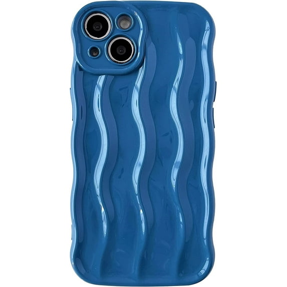 Water Ripple Pattern Curly Wave Frame Soft Compatible with iPhone Case (Blue,iPhone 13 Pro Max)