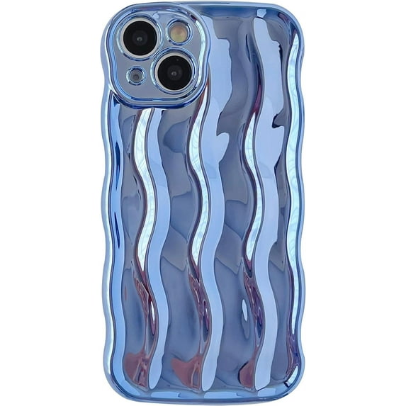Water Ripple Pattern Curly Wave Frame Soft Compatible with iPhone Case (Green,iPhone 12)