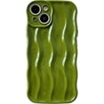thumbnail image 1 of Water Ripple Pattern Curly Wave Frame Soft Compatible with iPhone Case (Green,iPhone 13), 1 of 8