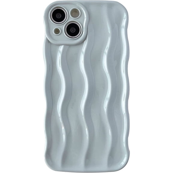 Water Ripple Pattern Curly Wave Frame Soft Compatible with iPhone Case (Grey,iPhone 14)
