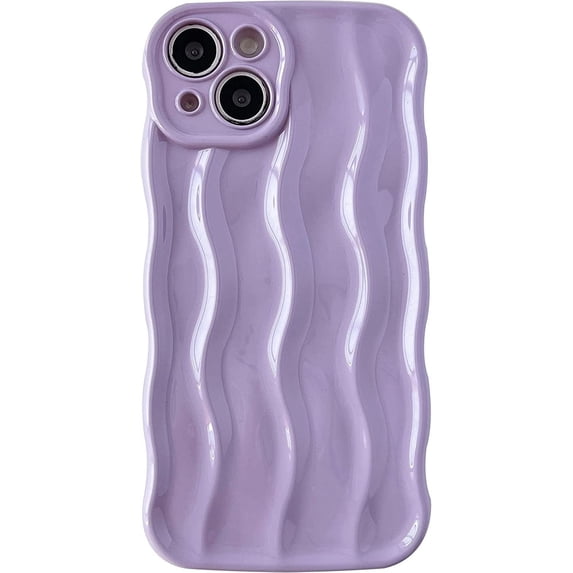 Water Ripple Pattern Curly Wave Frame Soft Compatible with iPhone Case (LPurple,iPhone 12 Pro)