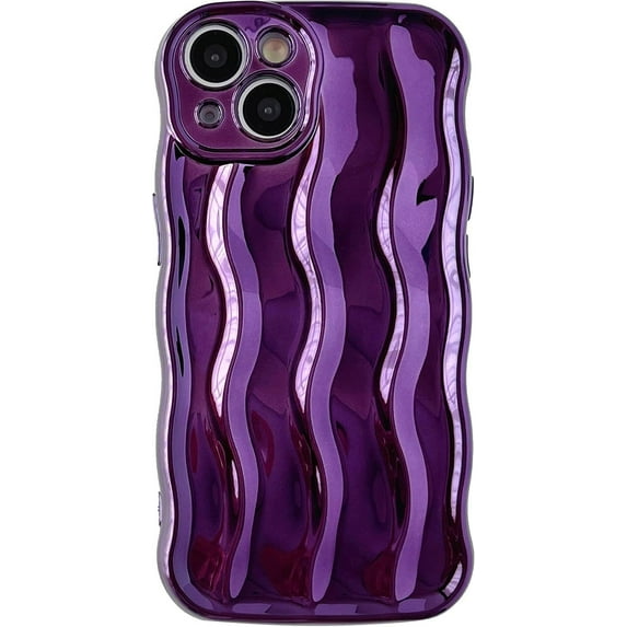 Water Ripple Pattern Curly Wave Frame Soft Compatible with iPhone Case (Light Purple,iPhone 15)