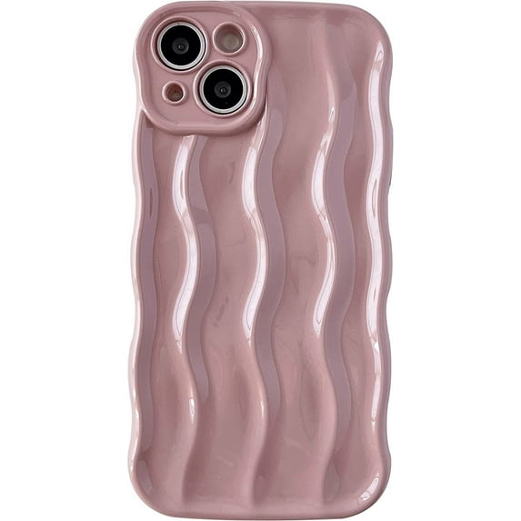 Water Ripple Pattern Curly Wave Frame Soft Compatible with iPhone Case (Pink,iPhone 13 Pro Max)
