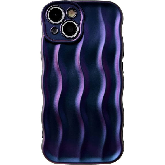 Water Ripple Pattern Curly Wave Frame Soft Compatible with iPhone Case (Purple,iPhone 15 Pro)