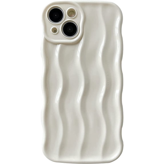Water Ripple Pattern Curly Wave Frame Soft Compatible with iPhone Case (White,iPhone 13)