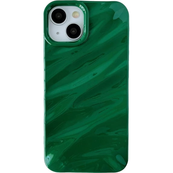 Water Ripple Pattern Curly Wave Shape Soft Compatible with iPhone Case (iPhone 13 Pro Max,Green)