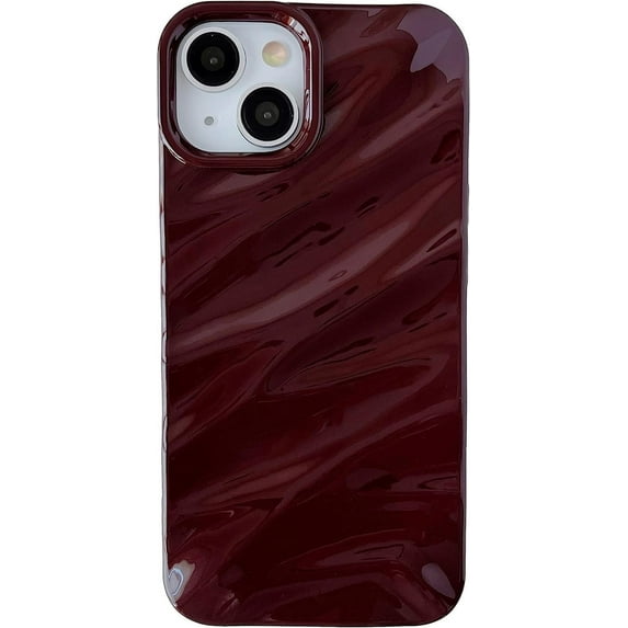 Water Ripple Pattern Curly Wave Shape Soft Compatible with iPhone Case (iPhone 14 Pro,WRed)