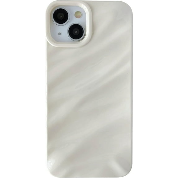 Water Ripple Pattern Curly Wave Shape Soft Compatible with iPhone Case (iPhone 14,White)