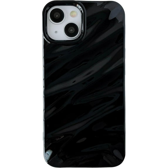 Water Ripple Pattern Curly Wave Shape Soft Compatible with iPhone Case (iPhone 15,Black)