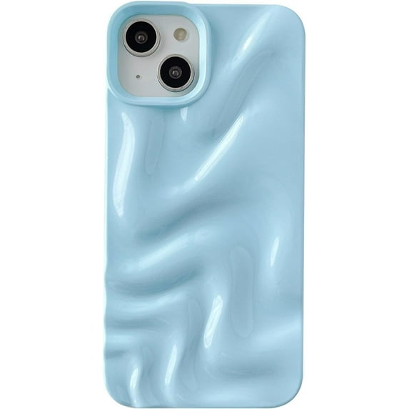 Water Ripple Pattern Wave Compatible with iPhone Case (Light Blue,iPhone 13)
