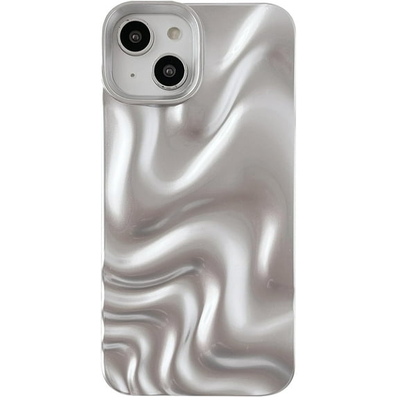 Water Ripple Pattern Wave Compatible with iPhone Case (Light Silver,iPhone 12)