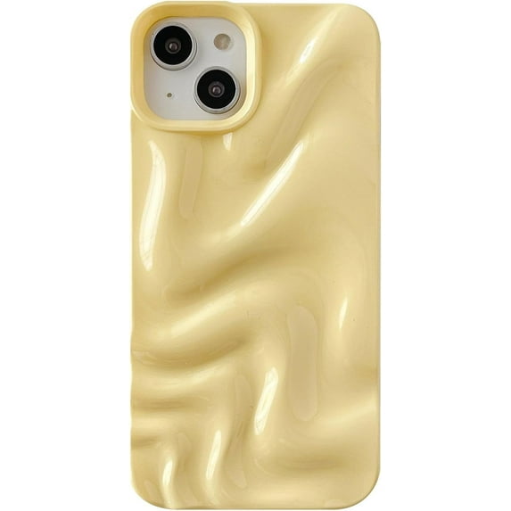 Water Ripple Pattern Wave Compatible with iPhone Case (Light Yellow,iPhone 13)
