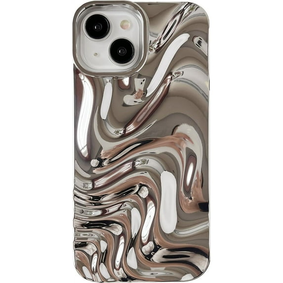 Water Ripple Pattern Wave Compatible with iPhone Case (Silver,iPhone 12)