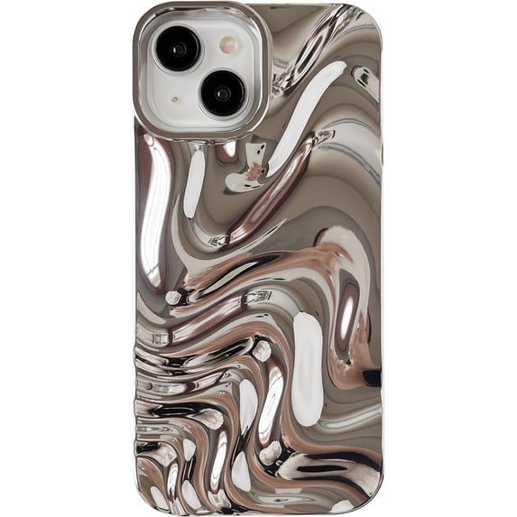 Water Ripple Pattern Wave Compatible with iPhone Case (Silver,iPhone 14 Pro Max)