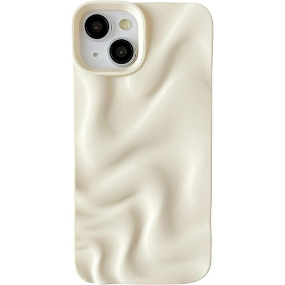 Water Ripple Pattern Wave Compatible with iPhone Case (White,iPhone 15 Plus)