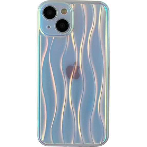 Water Ripple Pattern Wave Shape Compatible with iPhone Case (Clear,iPhone 15 Pro)
