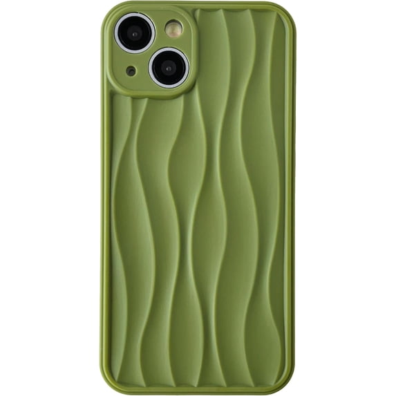 Water Ripple Pattern Wave Shape Compatible with iPhone Case (Green,iPhone 15 Pro)