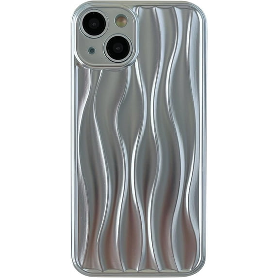 Water Ripple Pattern Wave Shape Compatible with iPhone Case (Silver,iPhone 14 Pro)