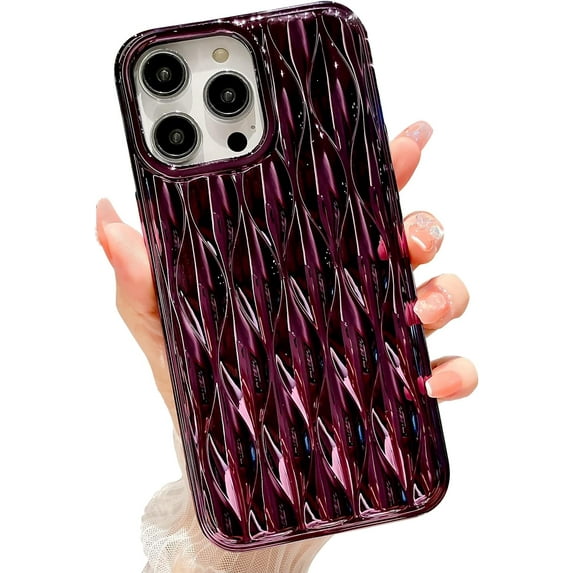 Water Ripple Plating Case for iPhone 13 Pro Max Soft TPU Shockproof Camera Protective Back Cover for Women Girl Glossy Water Wave Phone Case for iPhone 13 Pro Max 6.7 Inch Purple