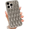 thumbnail image 1 of Water Ripple Plating Case for iPhone 14 Pro Max Soft TPU Shockproof Camera Protective Back Cover for Women Girl Glossy Water Wave Phone Case for iPhone 14 Pro Max 6.7 Inch Silver, 1 of 14