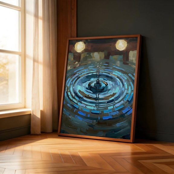 Water Ripple Print Abstract Blue Wall Art Zen Nature Or Un